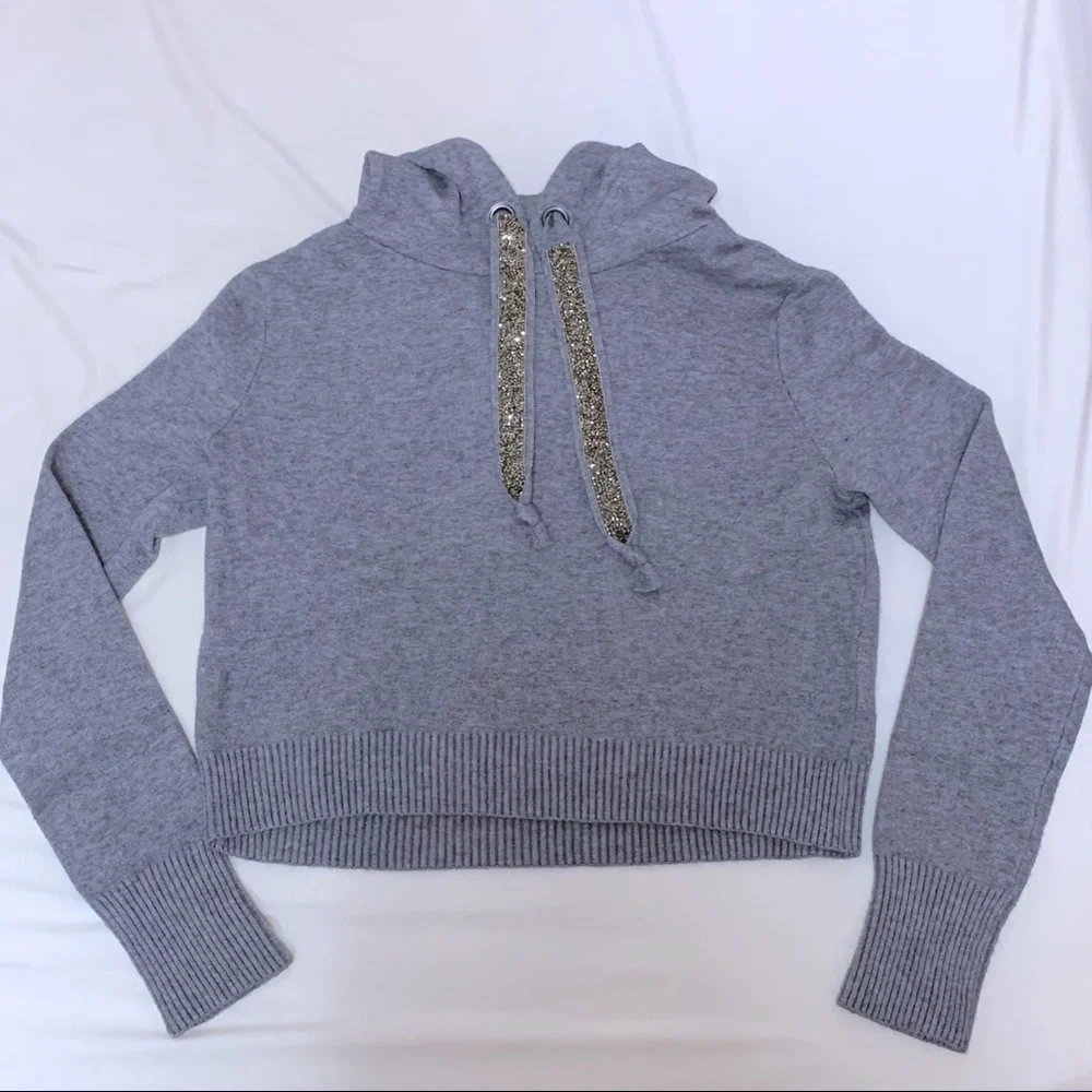 *NEW Zara Gray Knit Hoodie Top - Picture 5 of 8